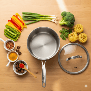 flick stainless steel saucepan with glass lid 20cm – versatile cookware for everyday use